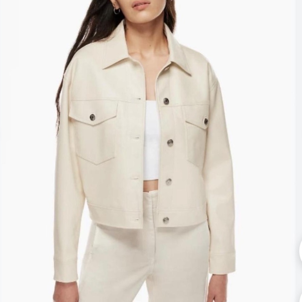 Aritzia Wilfred Gaze Leather Jacket Cream